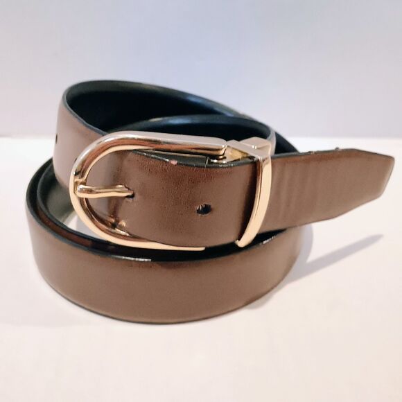 Tommy Hilfiger Leather Reversible Belt-Size 38-Swivel Buckle-Black-Brown-Classic - Picture 2 of 9